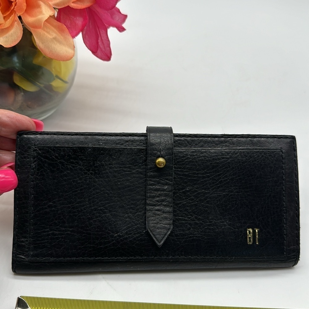 Madewell Black Leather Standard Size Wallet with BT Gold Letters/Initials